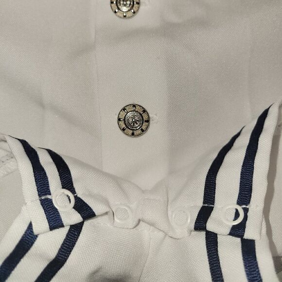 NWOT Lito Children's Wear Boys White Sailor Suit Shortall Romper with Hat 6-12M - Picture 10 of 11